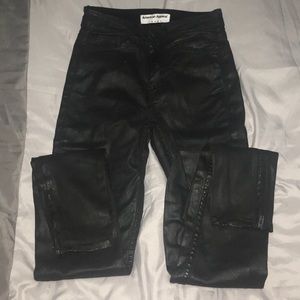 American Apparel high waisted black waxcoated jean